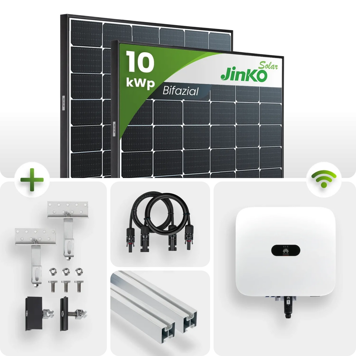 10 kWp PV-Anlage 24x Jinko 430Wp Bifazial Glas-Glas Black Frame