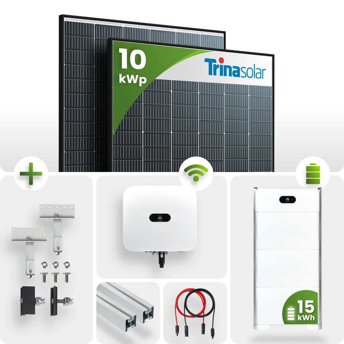 10 kWp PV-Anlage 23x Trina 440Wp Glas-Glas Black Frame 15kW Speicher